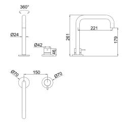 Pure.Sink Luxion 2-reikäinen massiivinen ruostumaton teräskeittiöhanan U-muotoisella suuttimella PLX2HU-02