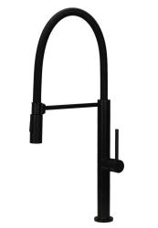 Pure.Sink Luxion Mat Musta keittiöhanan profiili joustavalla ulostulolla ja 2 suihkutyypillä PLXFLEX-10