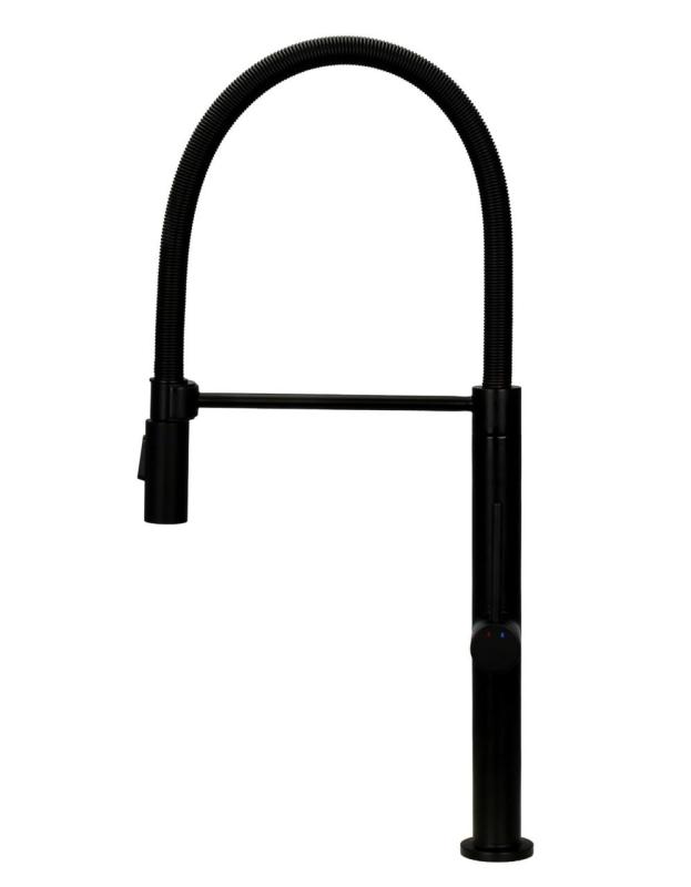 Pure.Sink Luxion Matto Musta keittiöhanan profiili joustavalla suuttimella ja 2 suihkutyypillä PLXFLEX-10