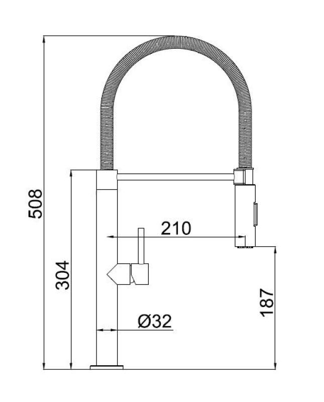 Pure.Sink Luxion Gun metal -keittiöhanan ammattilaisversio joustavalla suuttimella ja 2 suihkutyypillä PLXFLEX-61