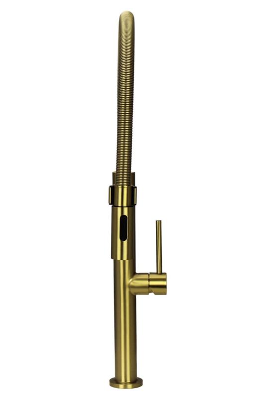 Pure.Sink Luxion Kultaisen keittiöhanan profiili joustavalla suihkulla ja 2 suihkutyypillä PLXFLEX-60