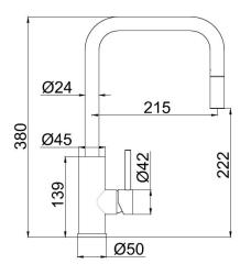 Pure.Sink Luxion Mat Musta keittiöhanan neliönmuotoinen, ulosvedettävä suutin PLXSQUA-10