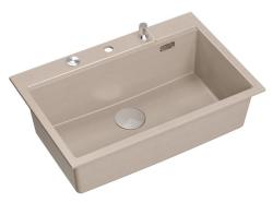 Quadri Hard Rock Beige graniitti päälle asennettava suuri pesuallas 76x50cm, mukaan lukien ruostumaton teräs tulppa ja tarvikkeet 1208971751