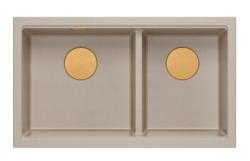 Quadri Newport II Kahden Beigen Graniitin Päällekkäisallas 76x45 cm Kuparitulpalla 1208971752