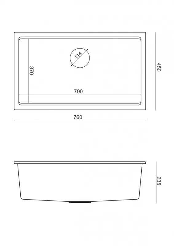Quadri Newport II suuri ja syvä graniittiallas asennettavaksi sekä päälle että alle, beige allas 76x45cm kuparitulpalla 1208971758