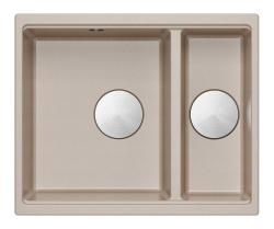 Quadri Newport II beige 1,5 allas graniitti päälle- ja alleasennettava allas 555x460mm, ruostumattomasta teräksestä valmistetulla tulppalla 1208971769