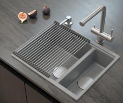 Quadri Newport II beige 1,5 allas graniitti päälle- ja alleasennettava allas 555x460mm, ruostumattomasta teräksestä valmistetulla tulppalla 1208971769