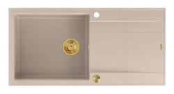 Quadri Luton beige graniitti tasoon asennettava tiskiallas leikkuulaudalla, kääntyvä 100x50cm kultaisella tulppalla 1208971771