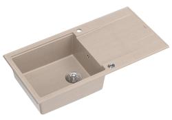 Quadri Luton beige graniittinen päälle asennettava tiskiallas leikkuulaudalla, käänteinen 100x50cm ruostumattomalla terästulppalla 1208971772
