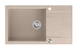 Quadri Luton beige graniitti suuri päälle asennettava tiskiallas, kääntyvällä kuivausalueella, koko 86x50 cm, ruostumattomasta teräksestä valmistettu tulppa 1208971775
