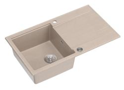 Quadri Luton beige graniitti päälle asennettava tiskiallas, jossa on kuivausalue. Käännettävä 86x50cm, ruostumattomalla teräksellä varustettu tulppa 1208971779