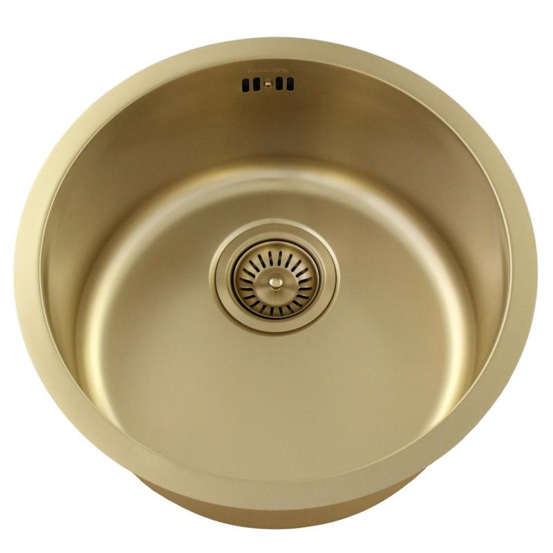 Pure.Sink Rondo Kultainen Pyöreä Pesuallas tasoon upotettava, alapuolinen ja päälle asennettava 38 cm PRN38-60