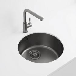 Pure.Sink Rondo Gun Metal -pyöreä pesuallas, uppoasennus, alakaappiasennus ja pinta-asennus, 37 cm, RD375-GunMetal