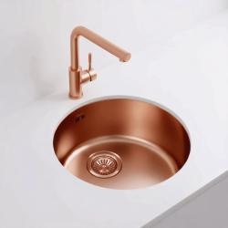 Pure.Sink Rondo Kuparinen Pyöreä Pesuallas tasoon upotettava, alapuolelta kiinnitettävä ja päälle asennettava 38 cm PRN38-62