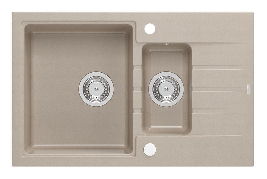 Quadri Cardigan Pearl Beige 1.5 granite built-in sink with drainer reversible 78x50cm 1208971815 - Productafbeelding
