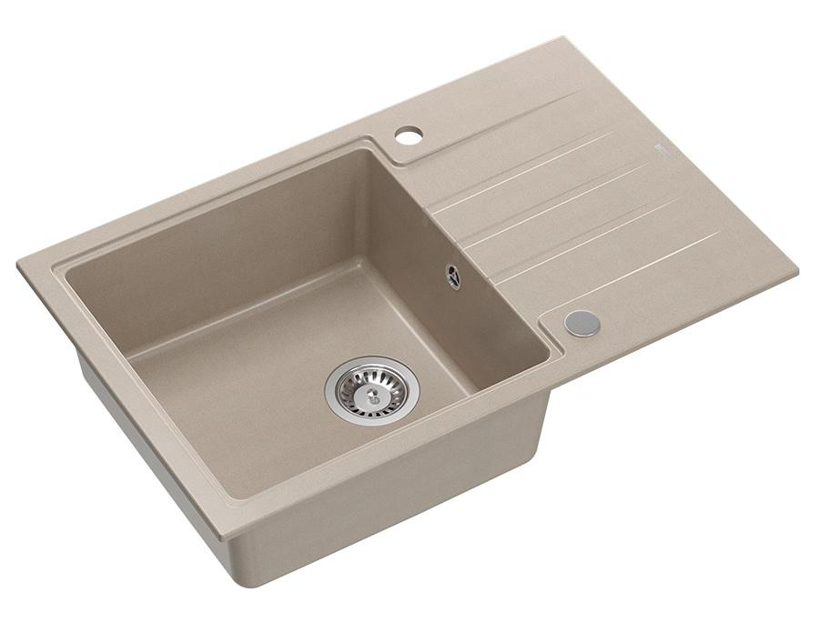 Quadri Cardigan Pearl Beige granite built-in sink with reversible drainer 78x50cm 1208971816 - Productafbeelding 2