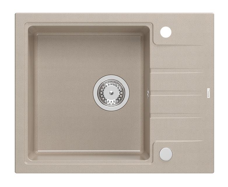 Quadri Cardigan Pearl Beige granite built-in sink with draining board reversible 62x50cm 1208971817 - Productafbeelding