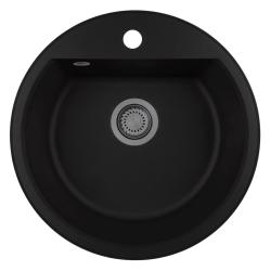 GraniteMy Bremenin pyöreä graniittiallas 43 cm, musta, päälle asennettava ja alapuolinen, hana-aukolla ja automaattisella gun metal -pistokkeella 1208971844