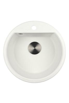 GraniteMy Bremen pyöreä 43 cm valkoinen graniittiallas, päälle ja alle asennettava, hana-aukolla ja automaattisella gun metal -tulppa 1208971849