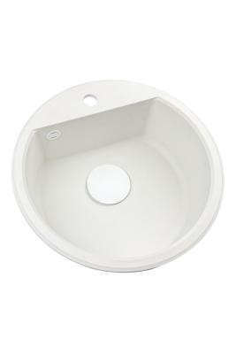 GraniteMy Bremen pyöreä graniittiallas 43 cm valkoinen, päälle asennettava ja alapuolinen, hanareiällä ja automaattisella valkoisella tulppalla 1208971850