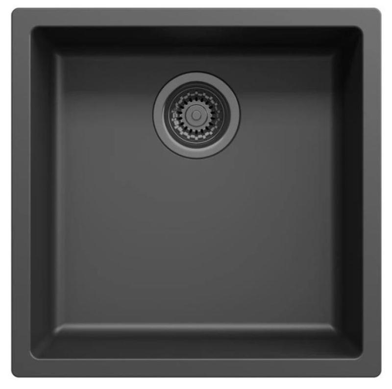Ausmann Fibre black sink 40x40cm undermount, topmount and flush mount with automatic gun metal plug 1208971854