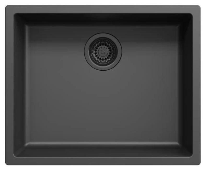 Ausmann Fibre black sink 50x40cm undermount, topmount and flushmount with automatic black plug 1208971856