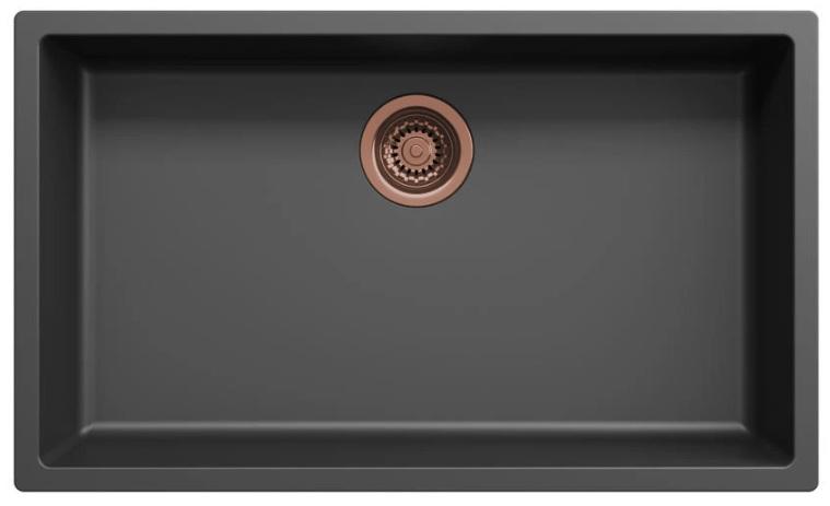 Ausmann Fibre musta iso pesuallas 70x40 cm ala-, päälle- ja tasorakennus automaattisella kuparitulpalla 1208971863