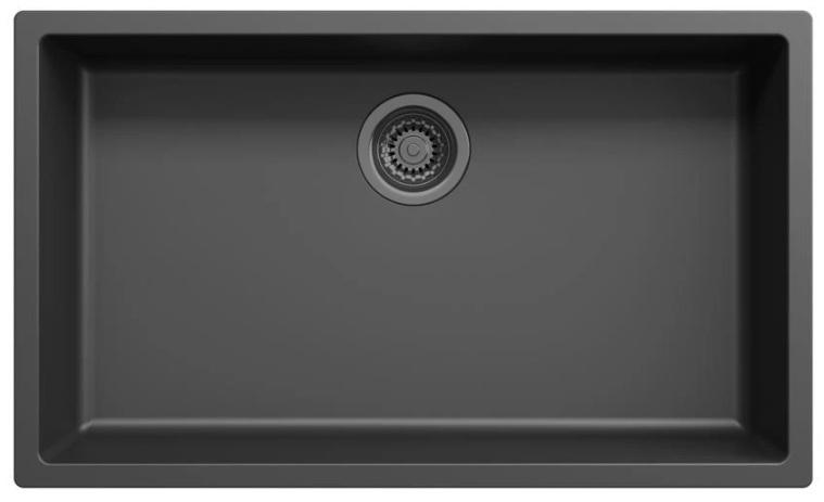 Ausmann Fiber musta suuri upotettava allas 70x40cm alapuolelle, yläpuolelle ja tasolle automaattisella gun metal -pistokkeella 1208971865