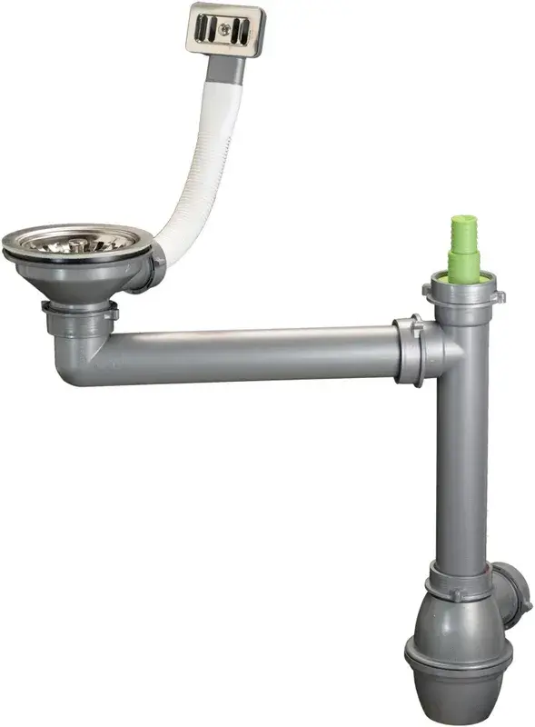 Ausmann Drainage set stainless steel with square overflow incl. siphon for single sink 1208971877