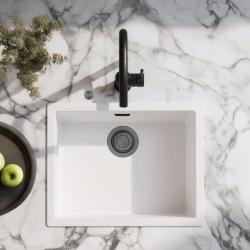 Ausmann Fibre valkoinen tiskiallas 50x40cm ala-, päälle- ja tasoon upotettava automaattisella gun metal -pistokkeella 1208971902