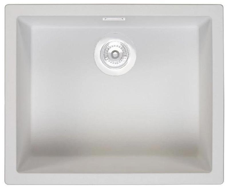 Ausmann Fiber white sink 50x40cm undermount, topmount and flush mount with automatic white plug 1208971903