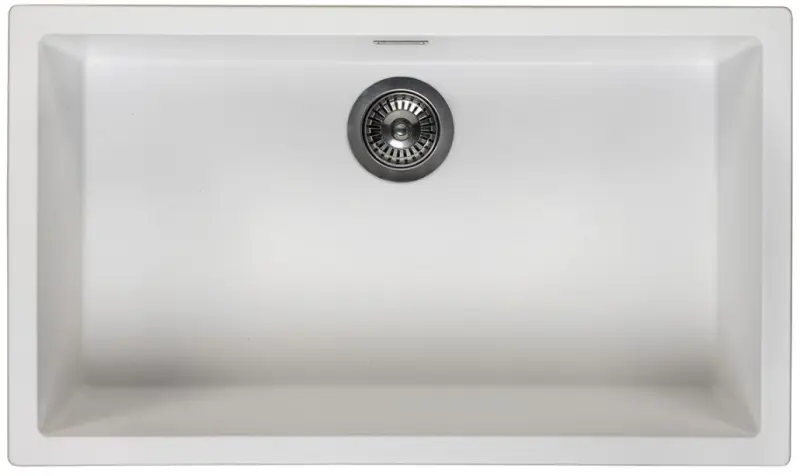 Ausmann Fiber white large sink 70x40cm undermount, topmount, and flush mount with automatic gun metal plug 1208971908