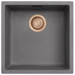 Ausmann Fibre betoninen harmaa allas 40x40cm ala-, ylä- ja tasoon upotettava automaattisella kuparitulpalla 1208971912