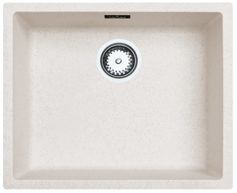 Ausmann Fibre sand white sink 50x40cm undermount, top mount and flush mount with automatic stainless steel plug 1208971930