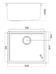 Ausmann Fibre hiekkavalkoinen pesuallas 50x40cm ala-, päälle- ja tasoon upotettava automaattisella kuparitulpalla 1208971932