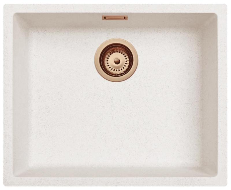 Ausmann Fibre sand white sink 50x40cm undermount, topmount and flushmount with automatic copper plug 1208971932
