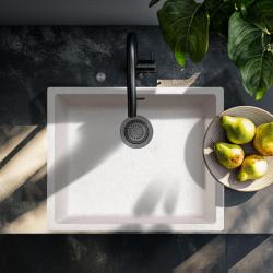 Ausmann Fibre hiekkavalkoinen tiskiallas 50x40cm ala-, päälle- ja tasoon upotettava, automaattisella gun metal -tulppalla 1208971934