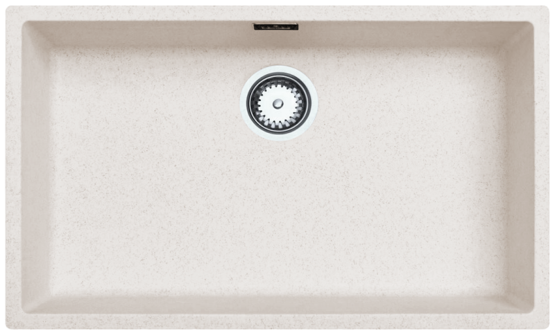 Ausmann Fibre white sand large sink 70x40cm undermount, topmount and flushmount with automatic stainless steel plug 1208971935