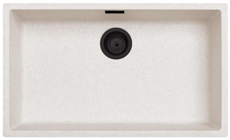 Ausmann Fibre white sand large sink 70x40cm built-under, built-on and flush-mount with automatic black plug 1208971936