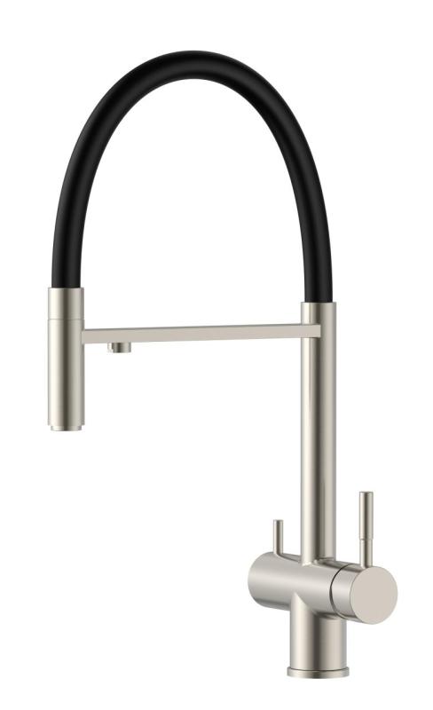 Pure.Sink Elite Steel Flex 3-tie ruostumaton teräskeittiöhana joustavalla ulostulolla ja suodatetulla vedellä PS8110-02