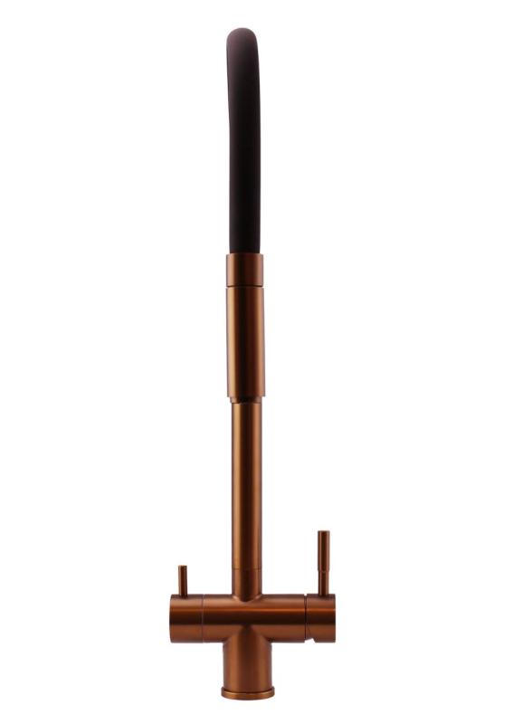 Pure.Sink Elite Steel Flex 3-tie PVD-kupari keittiöhana joustavalla ulostulolla ja Suodatettu Vesi PS8110-62