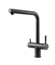 Pure.Sink Elite Steel Clear-S PVD-kiväärimetalli 3-tie keittiöhana vetäytyvällä ulostulolla ja suodatetulla vedellä PS8120-61