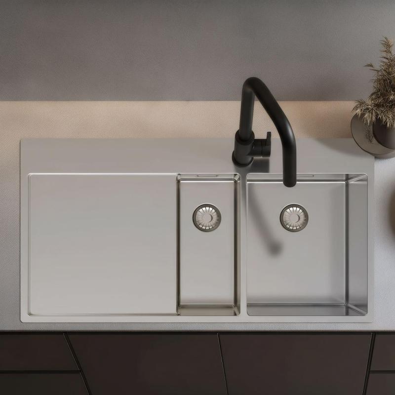 Pure.Sink Exclusivo Ruostumaton teräs 1,5  tiskialtaan valuma-alueella 100x52 cm Hana oikealla PEX3418100RT-02