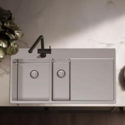 Pure.Sink Exclusivo Ruostumaton teräs 1,5  tiskialtaan ja tippualtaan 100x52 cm Hana vasemmalla PEX3418100LT-02