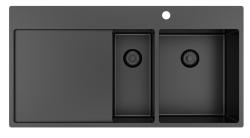 Pure.Sink Exclusivo Gun metal 1,5  pesuallas tippualtaalla 100x52 cm Hana oikealla PEX3418100RT-61