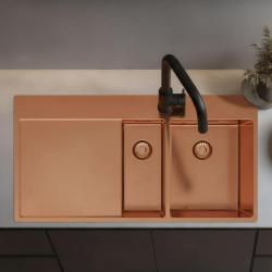 Pure.Sink Exclusivo Kupari 1,5  tiskialtaan ja tippualtaan 100x52 cm Hana oikealla PEX3418100RT-62