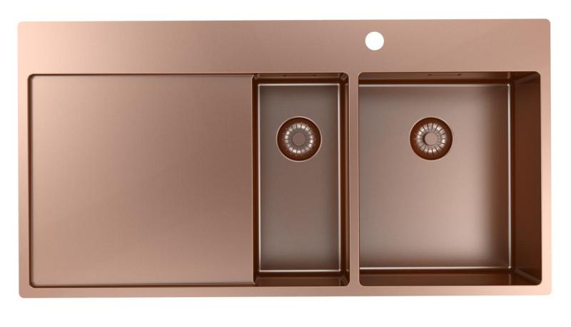 Pure.Sink Exclusivo Kupari 1,5  tiskialtaan ja tippualtaan 100x52 cm Hana oikealla PEX3418100RT-62