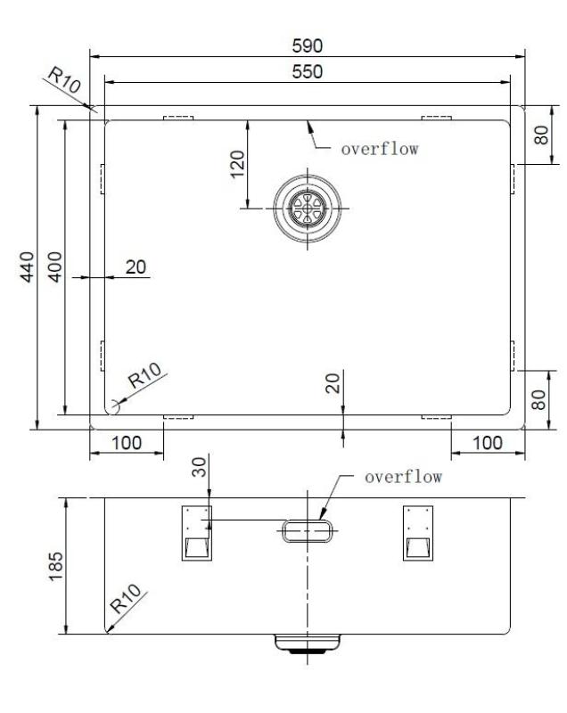 Pure.Sink Exclusivo Kultaiset pesualtaat 55x40 cm, 10 mm:n säde, alakaappi-, taso- ja pinta-asennus PEX5540-60