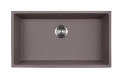 GraniteMy Universal Taupe-värinen suuri graniittinen pesuallas, 74 x 40 cm, pinta-asennus, alakaappiasennus ja tasoasennus, ruostumattomasta teräksestä valmistetulla tulpalla 1208972249