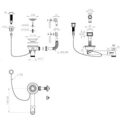 Pure.Sink Universal Matto Musta viemärisetti, jossa painonappihana tulpalla sekä suorakulmainen ja pyöreä ylivuoto WSTAUT-31